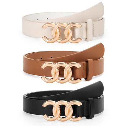 HOTTRIWORKS 3 Pack Women's Belts for Jeans Pants Fashion Waist Belts for Ladies Leather Belts