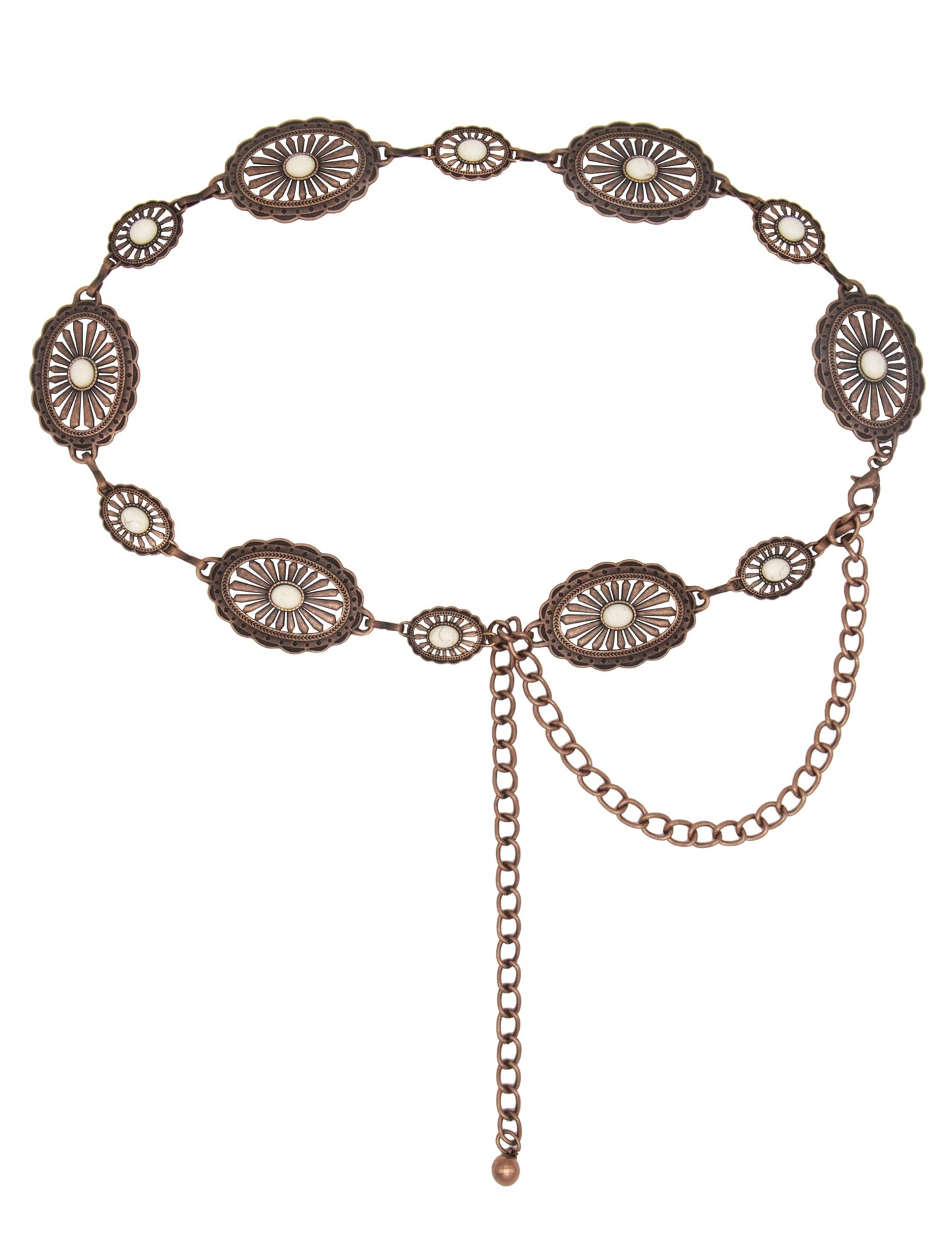 HOTTOPACC Western Metal Concho Belt for Women Cowgirl Chain Belts for Dresses Jeans Country Concert Outfit