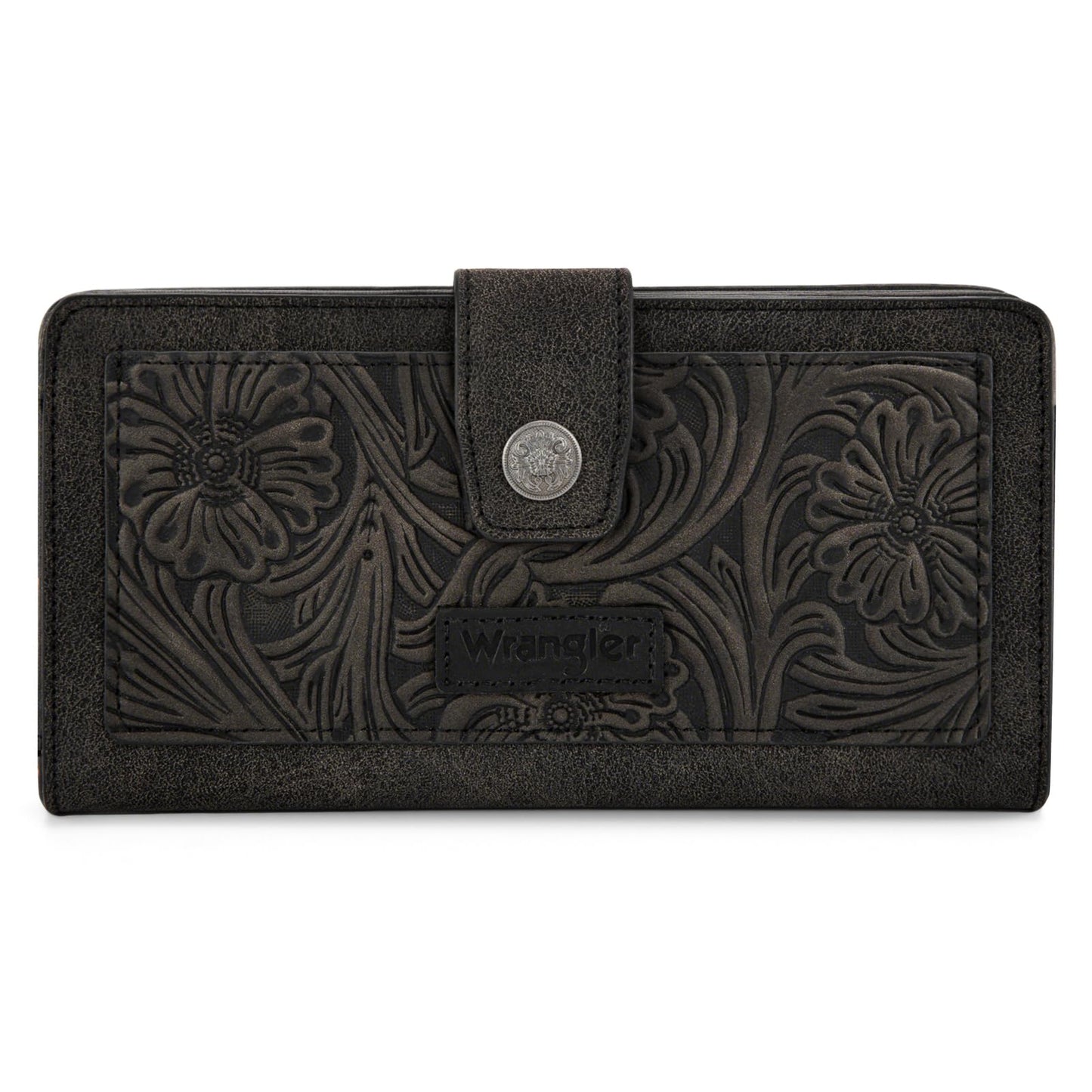 HOTMontana West X Wrangler Large Womens Wallet Western Tooling Flower Wallets, Card Cases & Money Organizers Bifold Card Cash Phone Wallet Ladies Female Travel Clutch Wallets with RFID Lining