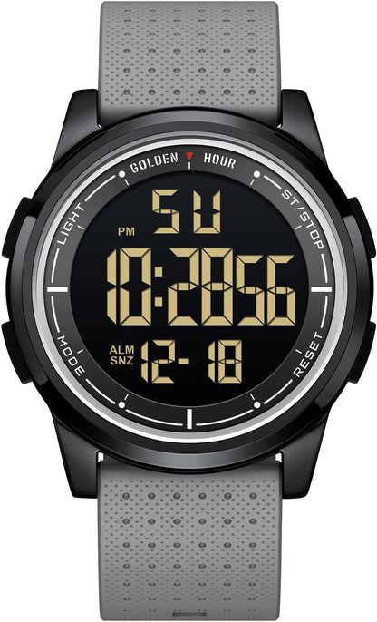 HOTGOLDEN HOUR Ultra-Thin Minimalist Sports Waterproof Digital Watches Men with Wide-Angle Display Rubber Strap Wrist Watch for Men Women