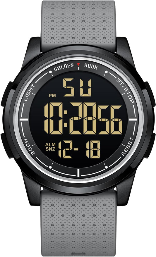 HOTGOLDEN HOUR Ultra-Thin Minimalist Sports Waterproof Digital Watches Men with Wide-Angle Display Rubber Strap Wrist Watch for Men Women