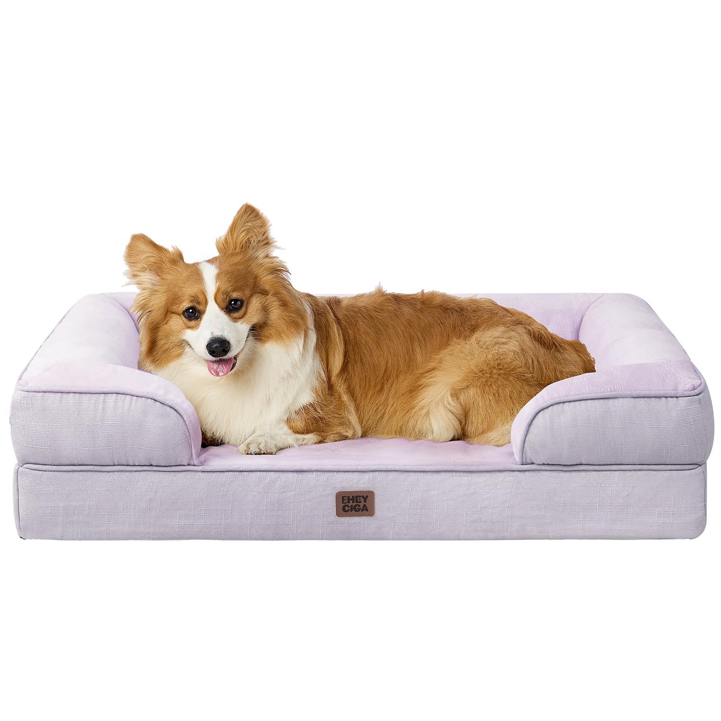 HOTEHEYCIGA Orthopedic Dog Beds for Extra Large Dogs 44x32Inch, Polyurethane Foam XL Pet Bed with Sides, Non-Slip and Egg-Crate Foam Big Dog Couch Bed with Washable Removable Cover, Grey