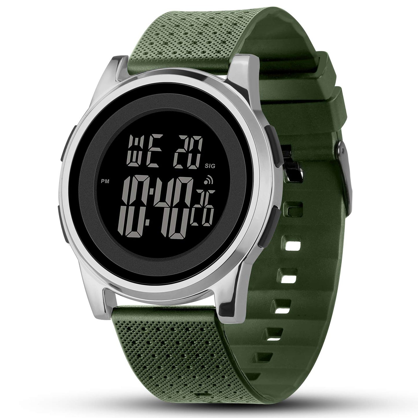 HOTYUINK Mens Watch Ultra-Thin Digital Sports Watch Waterproof Stainless Steel Fashion Wrist Watch for Men Women