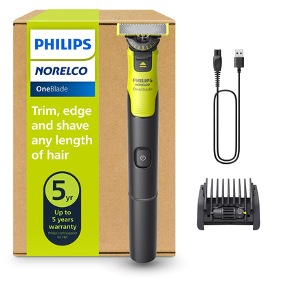 HOTPhilips Norelco One 360 Hybrid Face, Electric Beard Trimmer and Shaver, with 360 Technology, 1x 360 for Face, 5in1 Adjustable Comb, Model QP2724/90