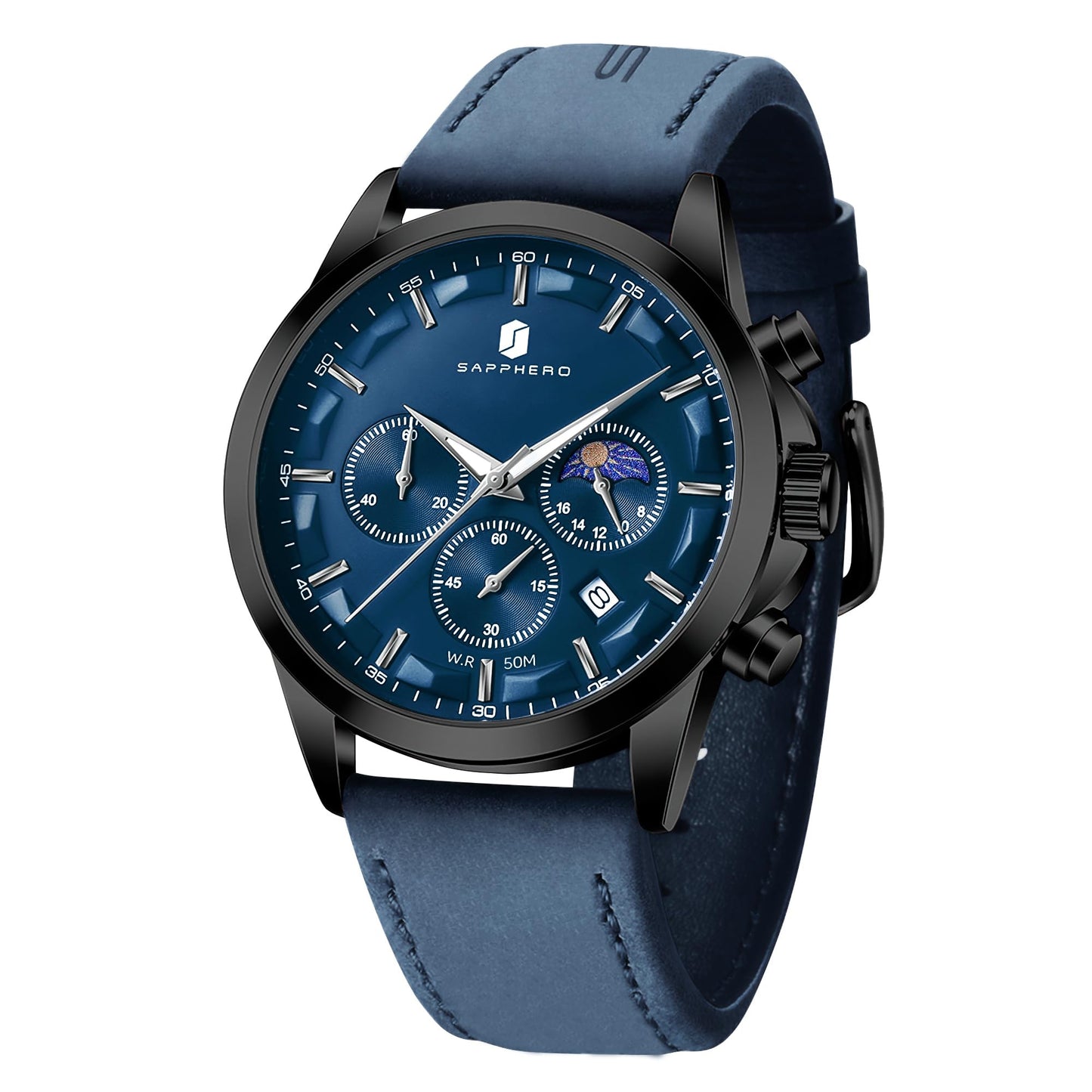 HOTBENYAR Mens Watches Analog Quartz Chronograph Waterproof Wrist Watches for Men Fashion Business Work Casual Sport Designer Dress Watch with Calendar Elegant Gifts for Men