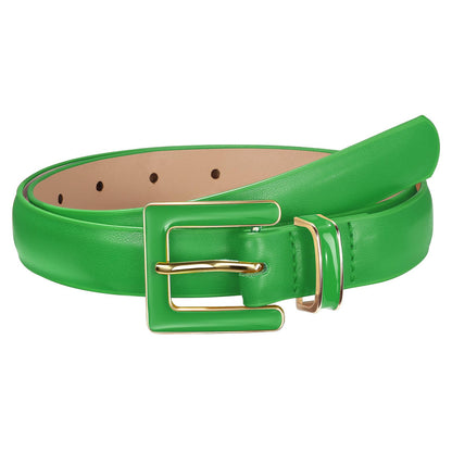HOTSUOSDEY Women Skinny Leather Belt for Jeans Pants Dresses with Square Buckle, Thin Leather Waist Belt, Width 0.9"