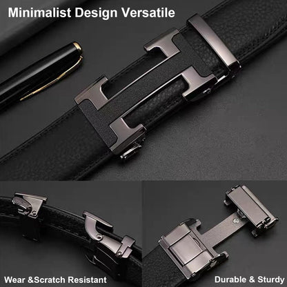 HOTMen's Leather Belt Ratchet Belt Dress with Premium Leather Slide Belt with Easier Adjustable Automatic Buckle Casual Accessories for Every Occasion (49in)