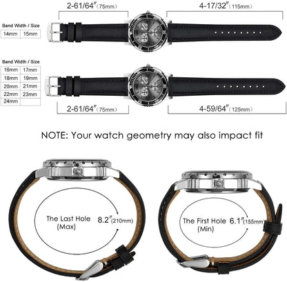 HOTBISONSTRAP Watch Strap, Vintage Leather Replacement Bracelet, Band Width-14mm 15mm 16mm 17mm 18mm 19mm 20mm 21mm 22mm 23mm 24mm