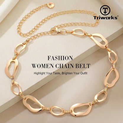HOTTRIWORKS Waist Chain for Women Ladies Metal Link Chunky Chain Belt for Dresses