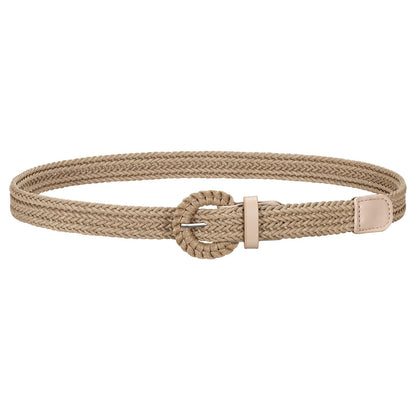 HOTJASGOOD Women's Straw Braided Woven Boho Belt - Skinny Raffia Waist Strap for Summer Dresses & Jeans(Width:0.9")