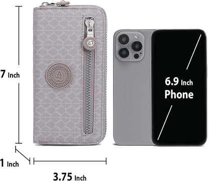 HOTNEICOA Zip Around Wallets for Women Small Nylon Wallet Slim Long Clutch Purse with Multiple Card Slots,Travel & Gift Use