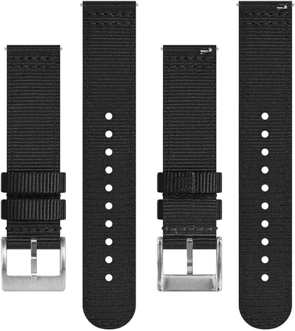 HOTBISONSTRAP Men’s Nylon Watch Bands, Two-Piece Military Watch Straps, Quick Release, Brushed Buckle, Band Width 18mm 19mm 20mm 22mm