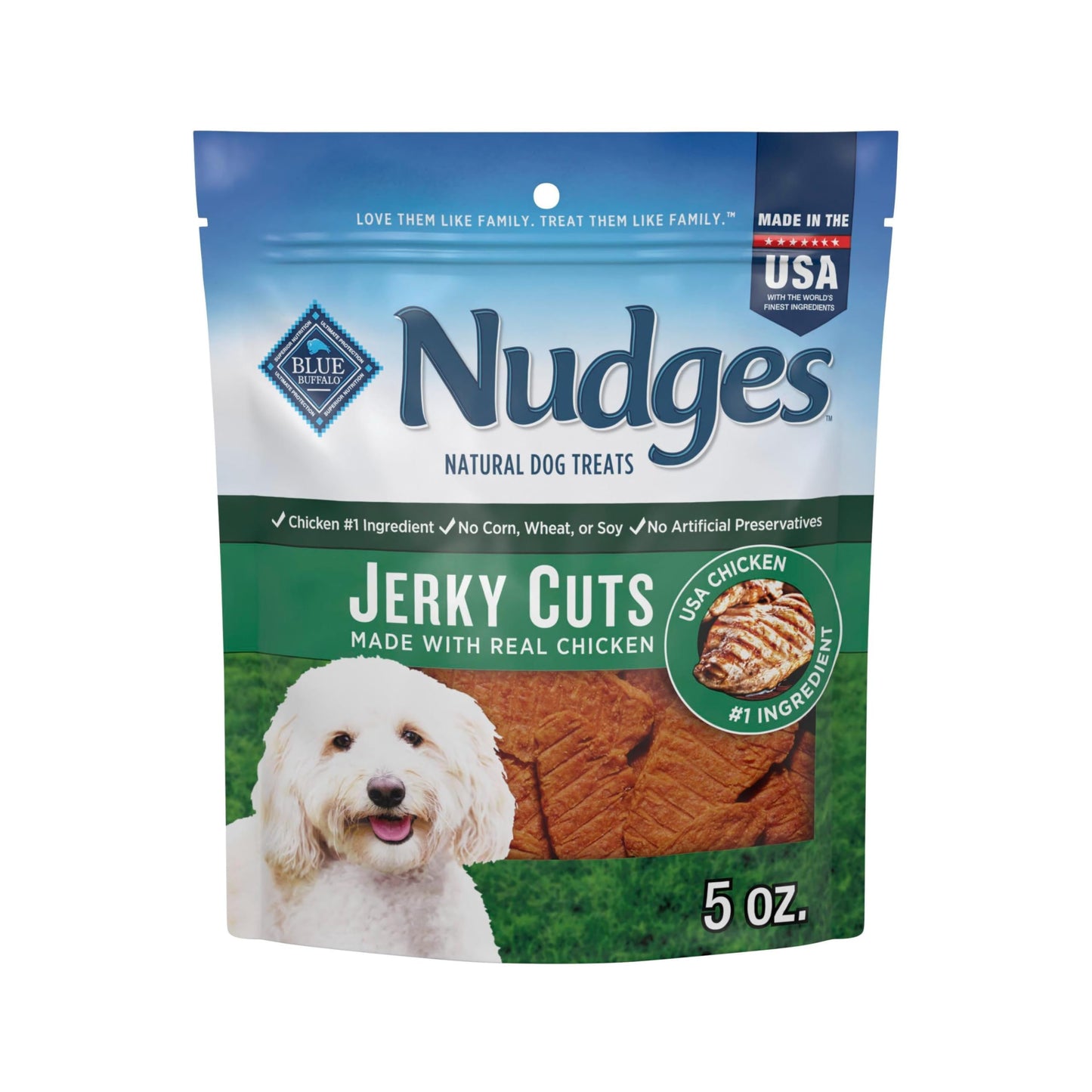 HOTBlue Buffalo Nudges Chicken Jerky Bites Natural Dog Treats, Tender & Meaty Dog Snacks, Healthy Reward or Training Treat, Made in the USA with Real Chicken, No Artificial Preservatives, 16 oz.