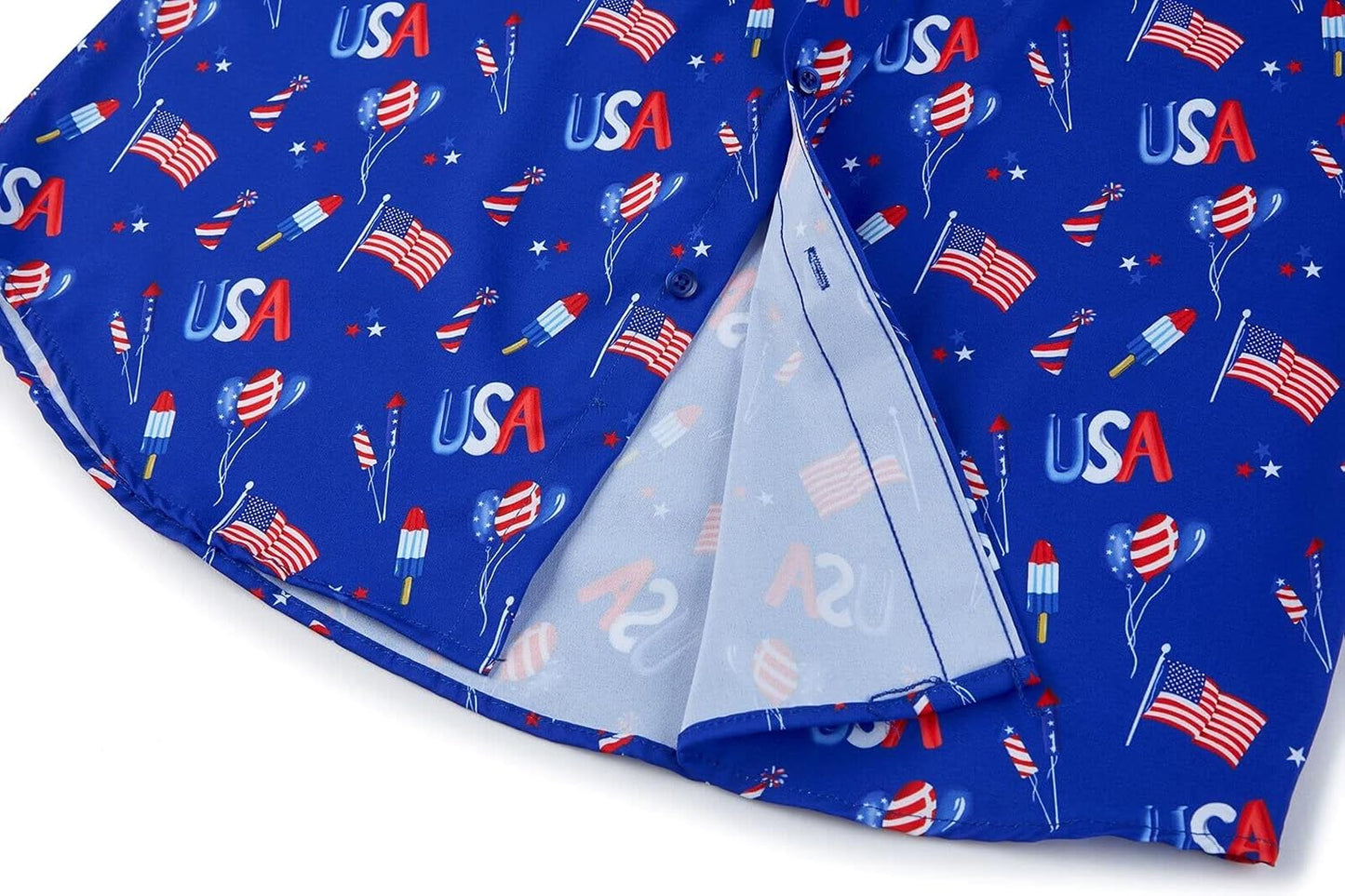 HOTENVMENST Men's American Flag Button Down Shirts Casual Short Sleeve Patriotic Hawaiian Shirt