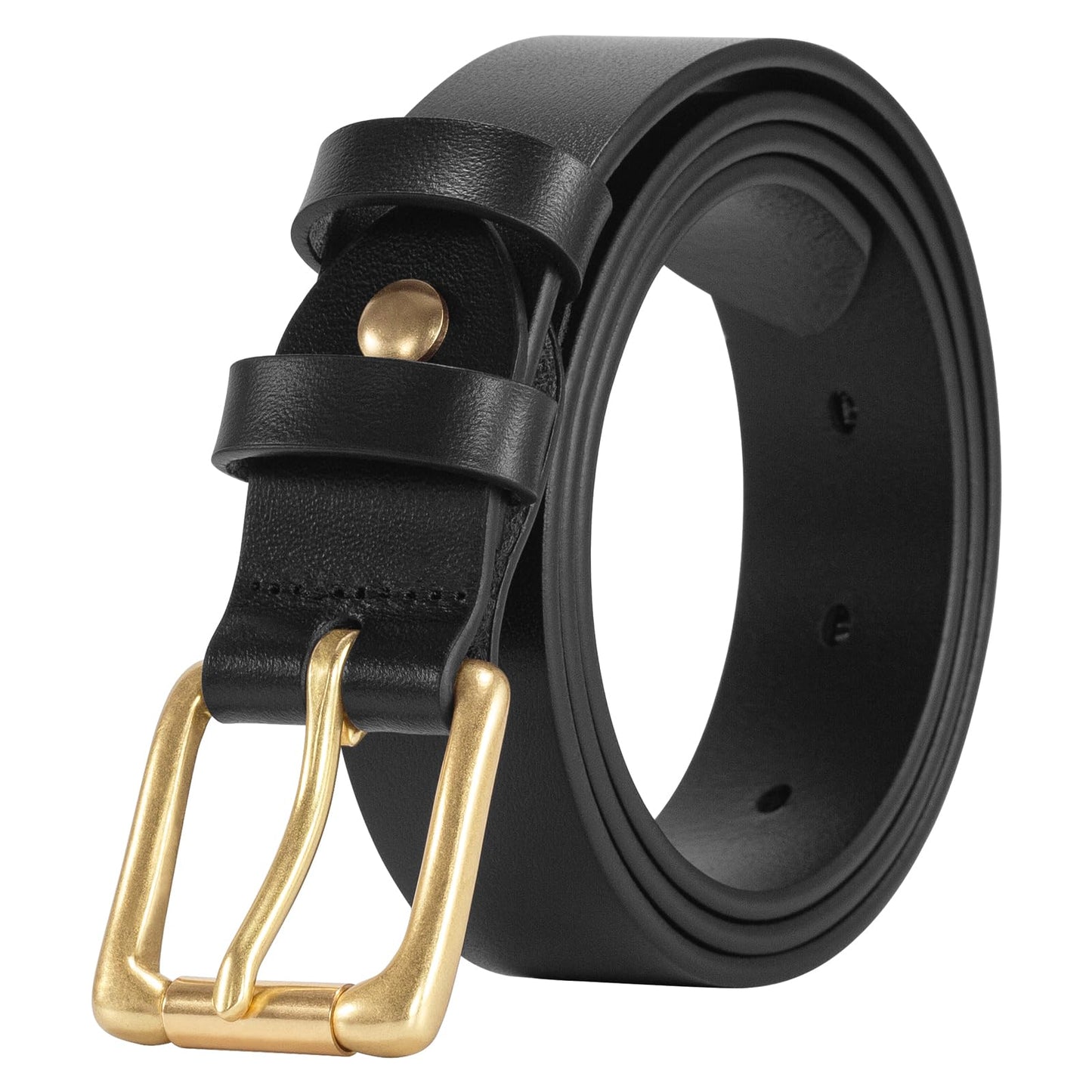 HOTWomens Belts for Jeans 1.1" Width Ladies Belts for Dresses Full Grain Leather Gold Buckle Belt Gift Box