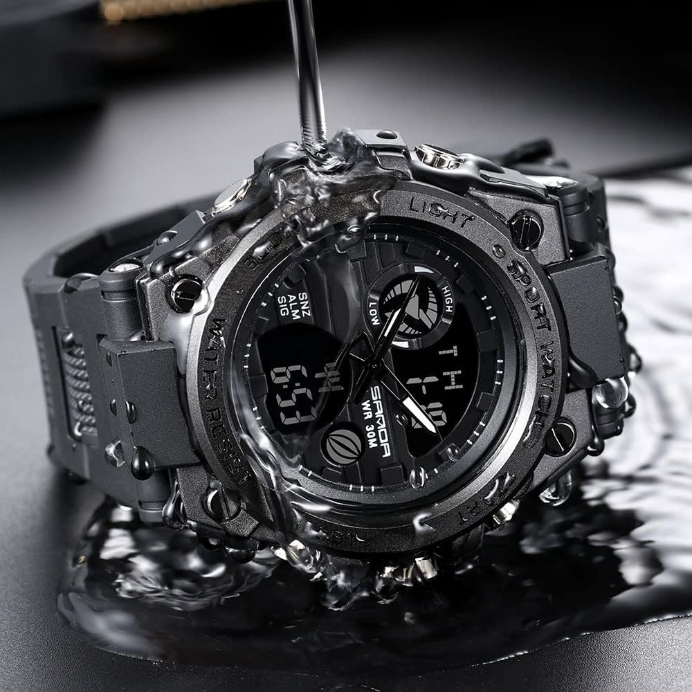HOTKXAITO Men's Watches Sports Outdoor Waterproof Military Watch Date Multi Function Tactics LED Alarm Stopwatch