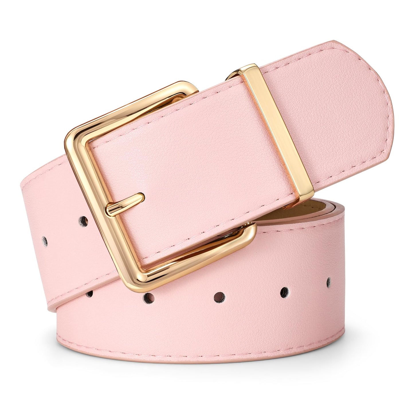 HOTWERFORU Women Wide Belt for Dresses Thick Leather Belt with Big Gold Buckle Fahion Women Chunky Belt