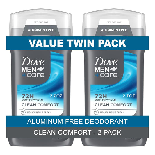 HOTDove Men+Care Deodorant Stick, Clean Comfort, 3 Ounce, Twin Pack