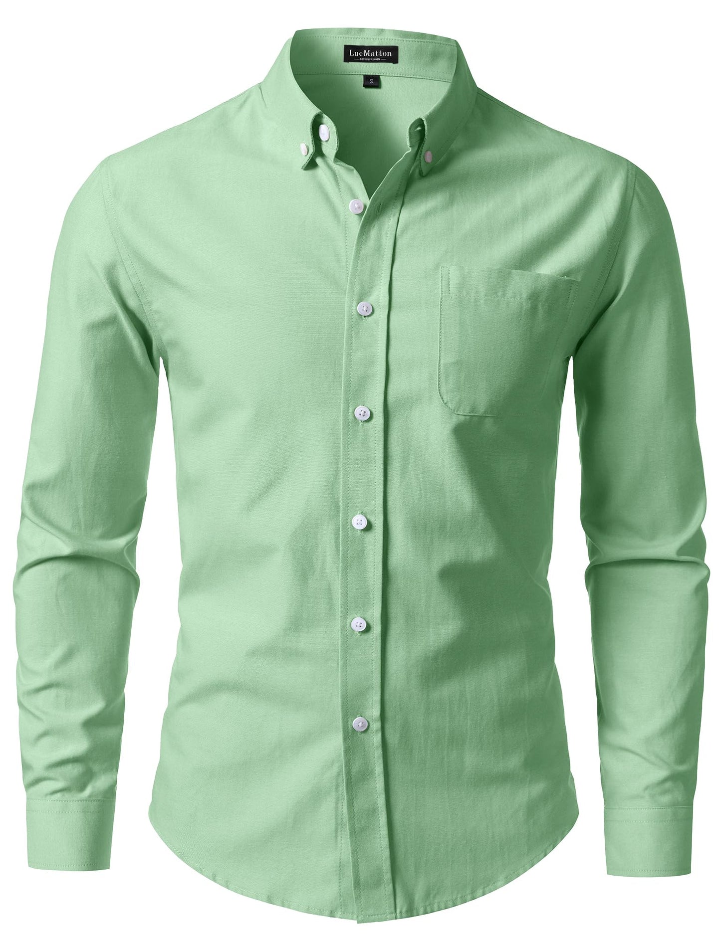 HOTLucMatton Men's Lightweight Oxford Long Sleeve Button Down Shirt Business Casual Slim fit Dress Shirts with Pocket