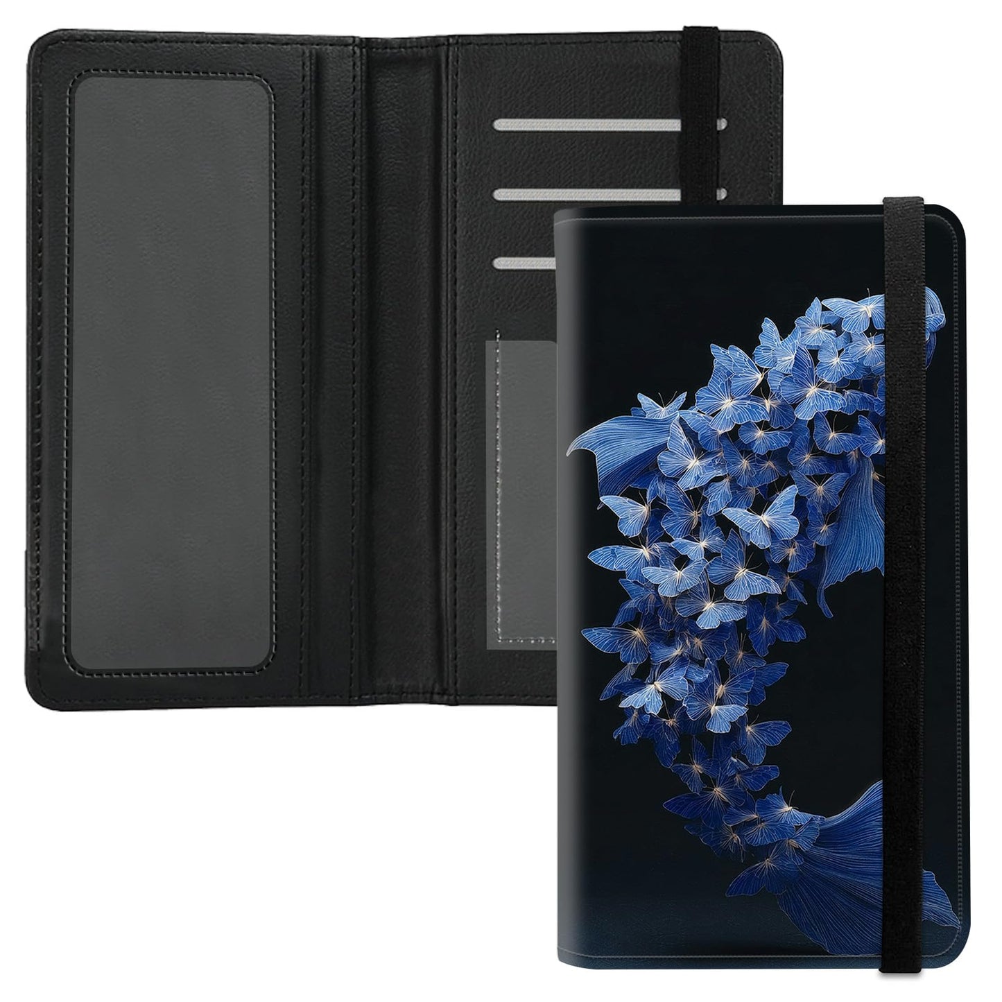 HOTPremium PU Leather Checkbook Cover for Men & Women,RFID Blocking Slim Check Book Holder with Duplicate Check Divider & Pen Holder,Fits Standard Personal Checks,Coastal Beach Blue Bow