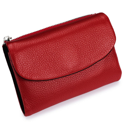 HOTNsciyise Premium Leather Wallet for Women, Red | Multi-Slot Card Holder, RFID Blocking Protection, ID Window, Zipper Coin Purse, Trifold Genuine Cowhide