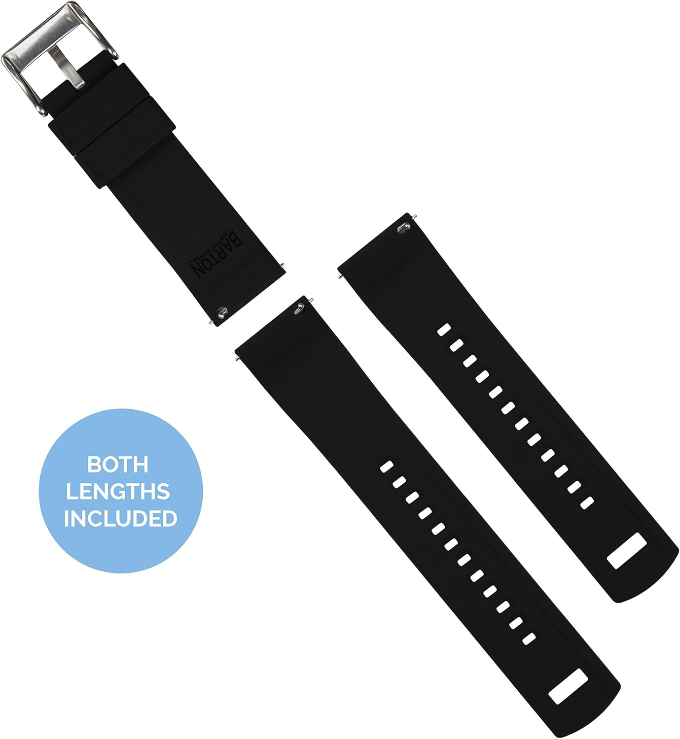HOTBARTON Elite Silicone Watch Bands - Quick Release - Choose Strap Color & Buckle Color (Stainless Steel, Black PVD or Gunmetal Grey) - 18mm, 20mm, 22mm & 24mm Watch Straps