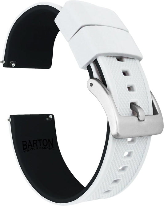 HOTBARTON Elite Silicone Watch Bands - Quick Release - Choose Strap Color & Buckle Color (Stainless Steel, Black PVD or Gunmetal Grey) - 18mm, 20mm, 22mm & 24mm Watch Straps