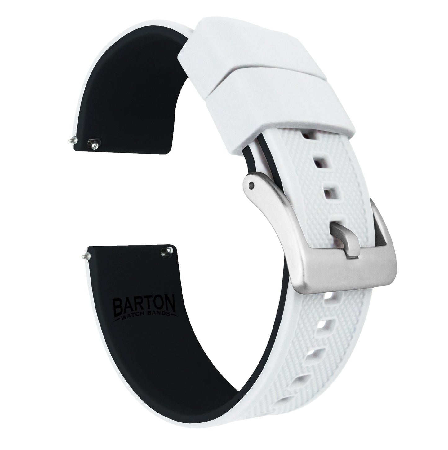 HOTBARTON Elite Silicone Watch Bands - Quick Release - Choose Strap Color & Buckle Color (Stainless Steel, Black PVD or Gunmetal Grey) - 18mm, 20mm, 22mm & 24mm Watch Straps