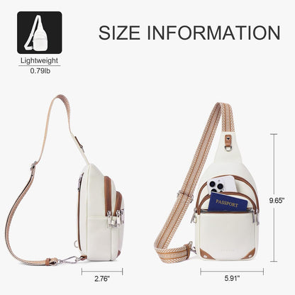 HOTAnti Theft Crossbody Bags for Women Travel Chest Sling Bag Leather RFID Purse Fanny Pack Beige