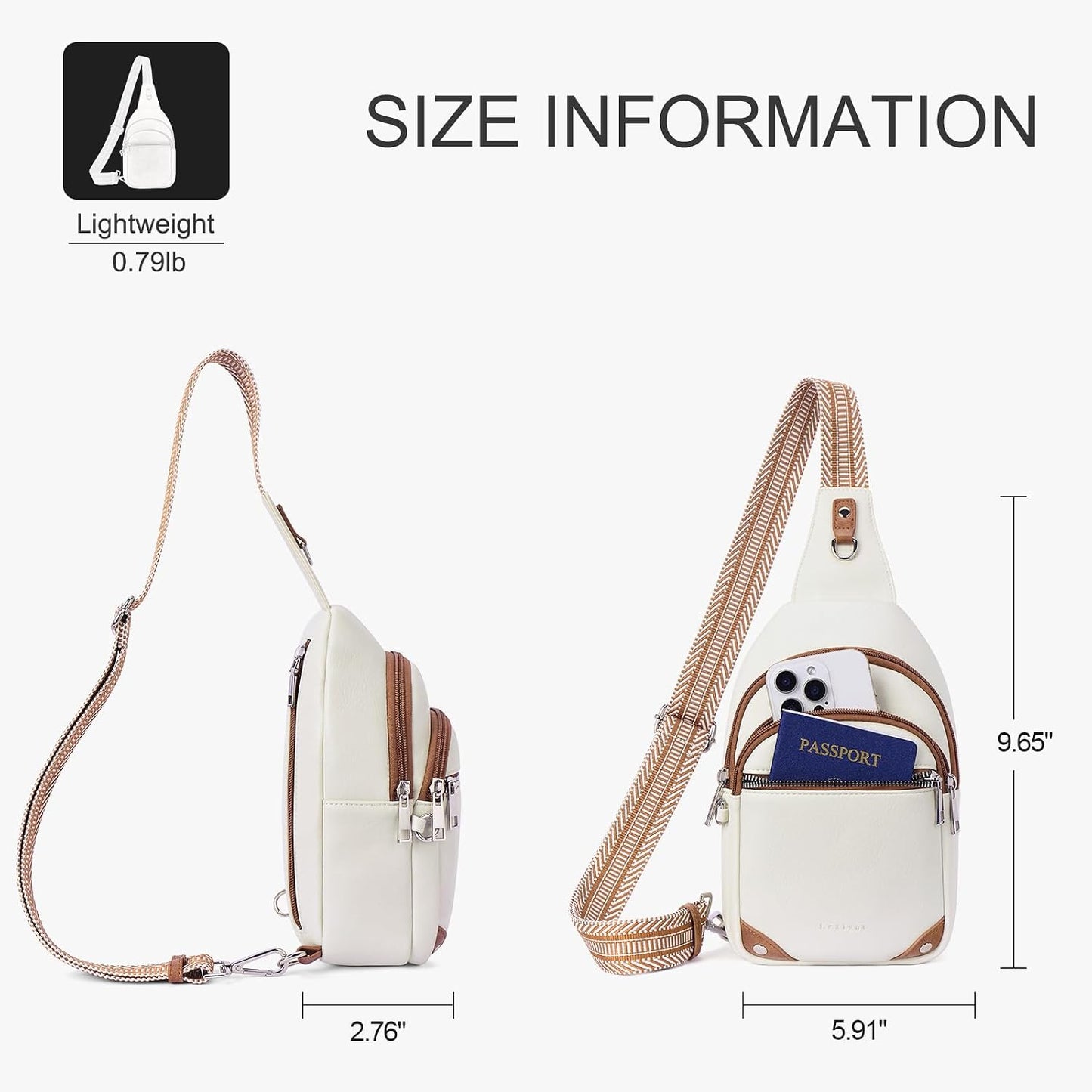 HOTAnti Theft Crossbody Bags for Women Travel Chest Sling Bag Leather RFID Purse Fanny Pack Beige
