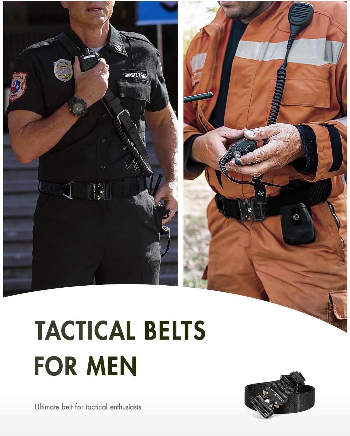 HOTFAIRWIN Men's Tactical Belt, Rigger Belt, Utility Nylon Web Waist Work Belt for Men with V-ring Quick-Release Buckle