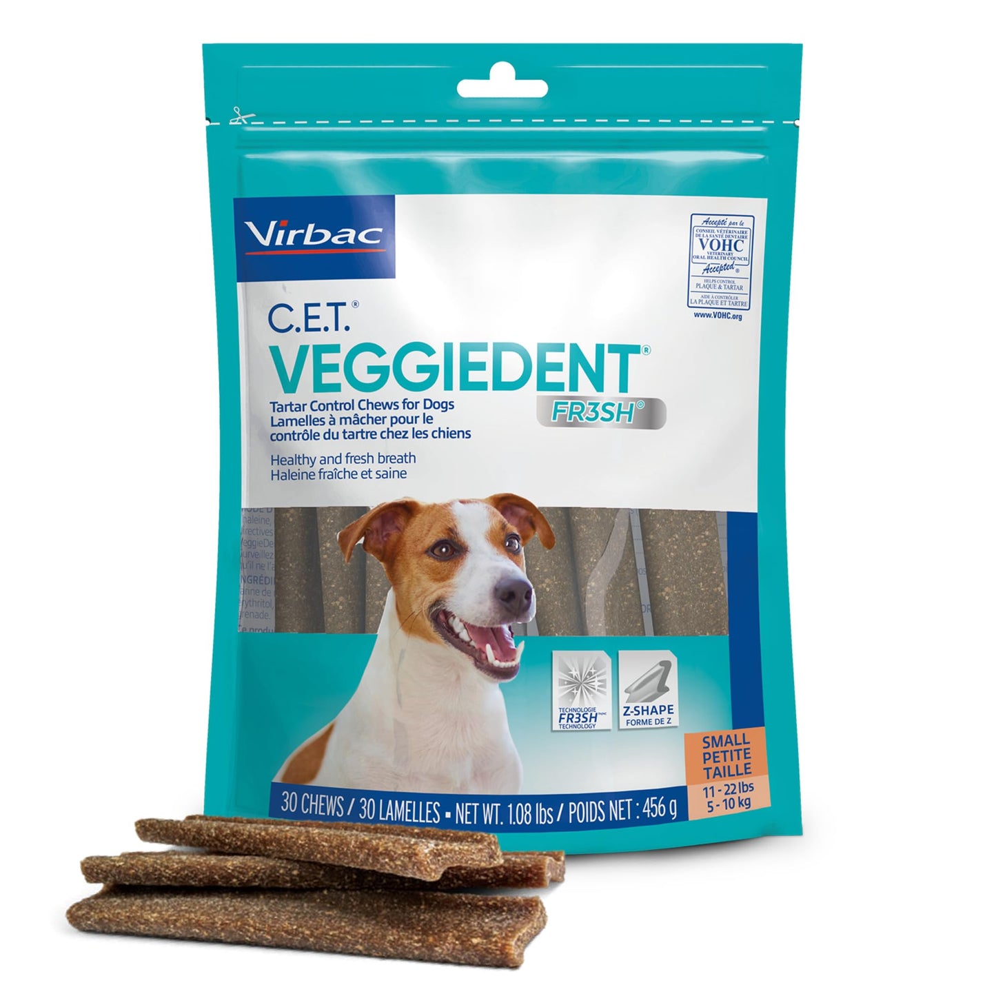 HOTC.E.T. Veggiedent Fr3sh Plaque and Tartar Control Chews for Dogs, Medium | Vet recommended dental chews, plant-based formula, supports canine digestive health, VOHC approved for plaque & tartar