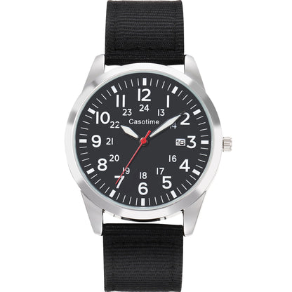 HOTCasotime Tactical Military Watch for Men - Field-Tested Analog Quartz with Luminous Dial, 30M Water Resistant Nylon Band & Second Hand | Unisex Army Sport Wristwatch