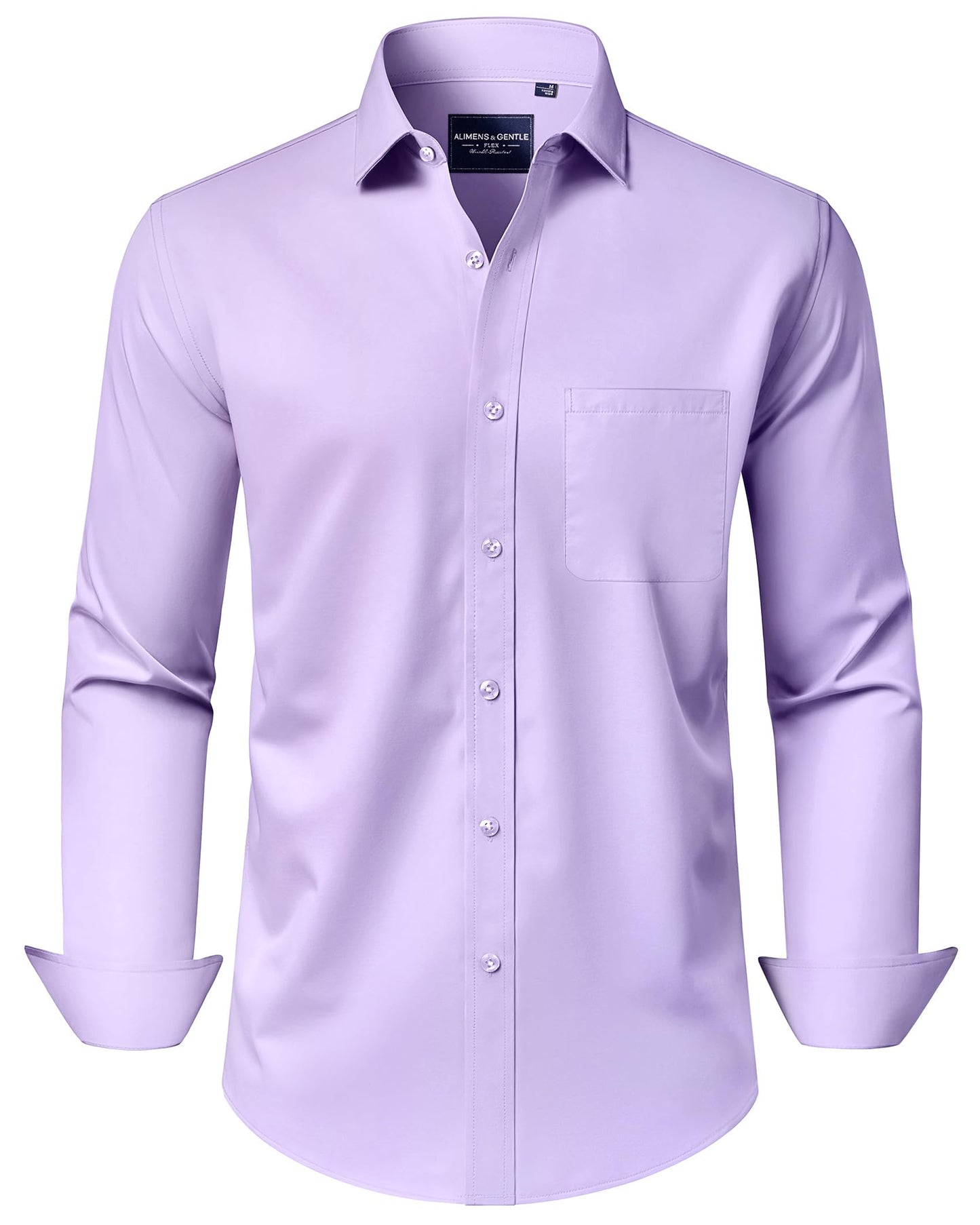 HOTAlimens & Gentle Men's Dress Shirts Long Sleeve Wrinkle-Free Stretch Shirts Solid Formal Button Down Shirt with Pocket
