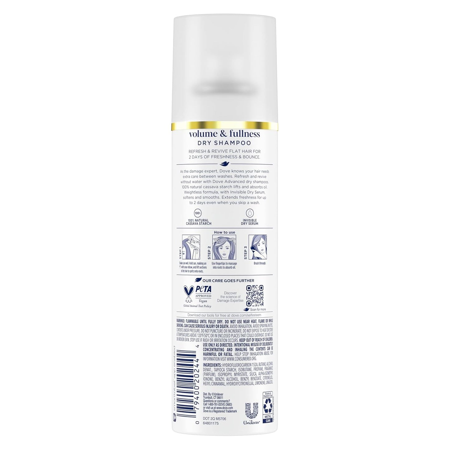 HOTDove Dry Shampoo Spray, Volume & Fullness, Absorbs Oil to Refresh Hair Without Washing, 5 oz (2-Pack)