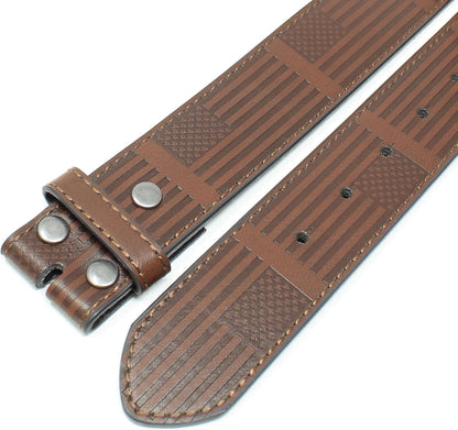 HOTBC Belts Leather Belt Strap with American Flag Embossed Pattern 1.5" Wide with Snaps - USA Patriotic Stars and Stripes