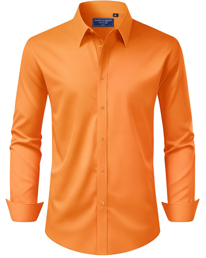 HOTAlimens & Gentle Men's Dress Shirt Regular Fit Stretch Stain Shield Long Sleeve Solid Business Wedding Button Down Shirts