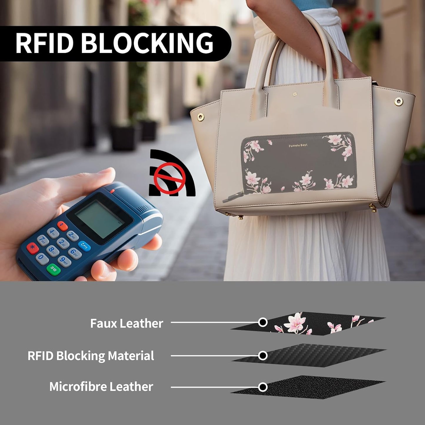 HOTPomelo Best Womens Wallet RFID Blocking Leather Credit Card Large Capacity Zip Around Wallets Wristlet Travel Mint green