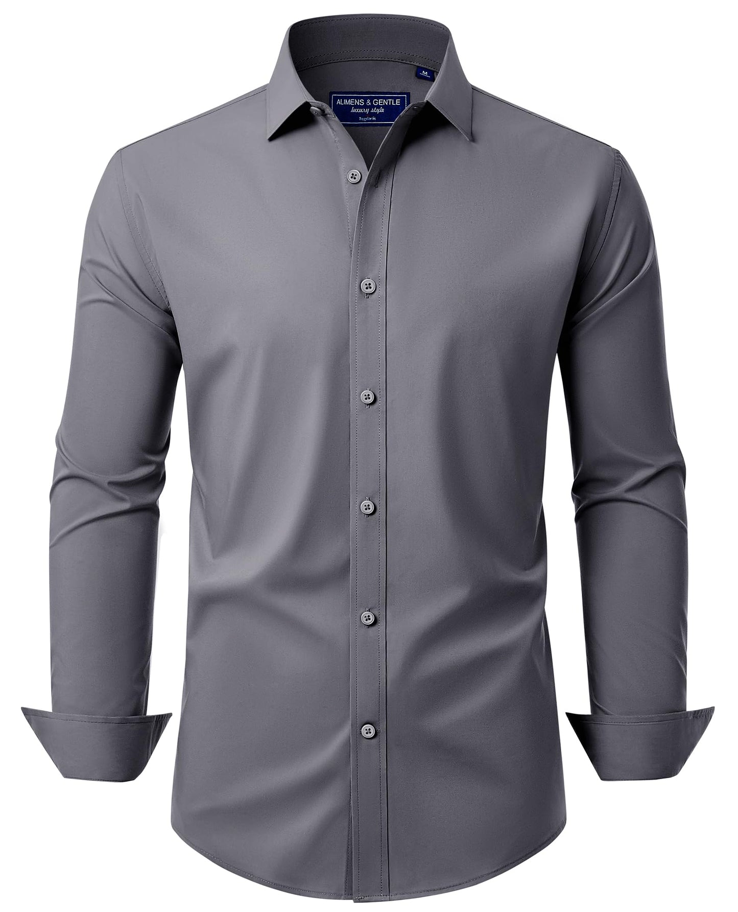 HOTAlimens & Gentle Men's Dress Shirt Regular Fit Stretch Stain Shield Long Sleeve Solid Business Wedding Button Down Shirts