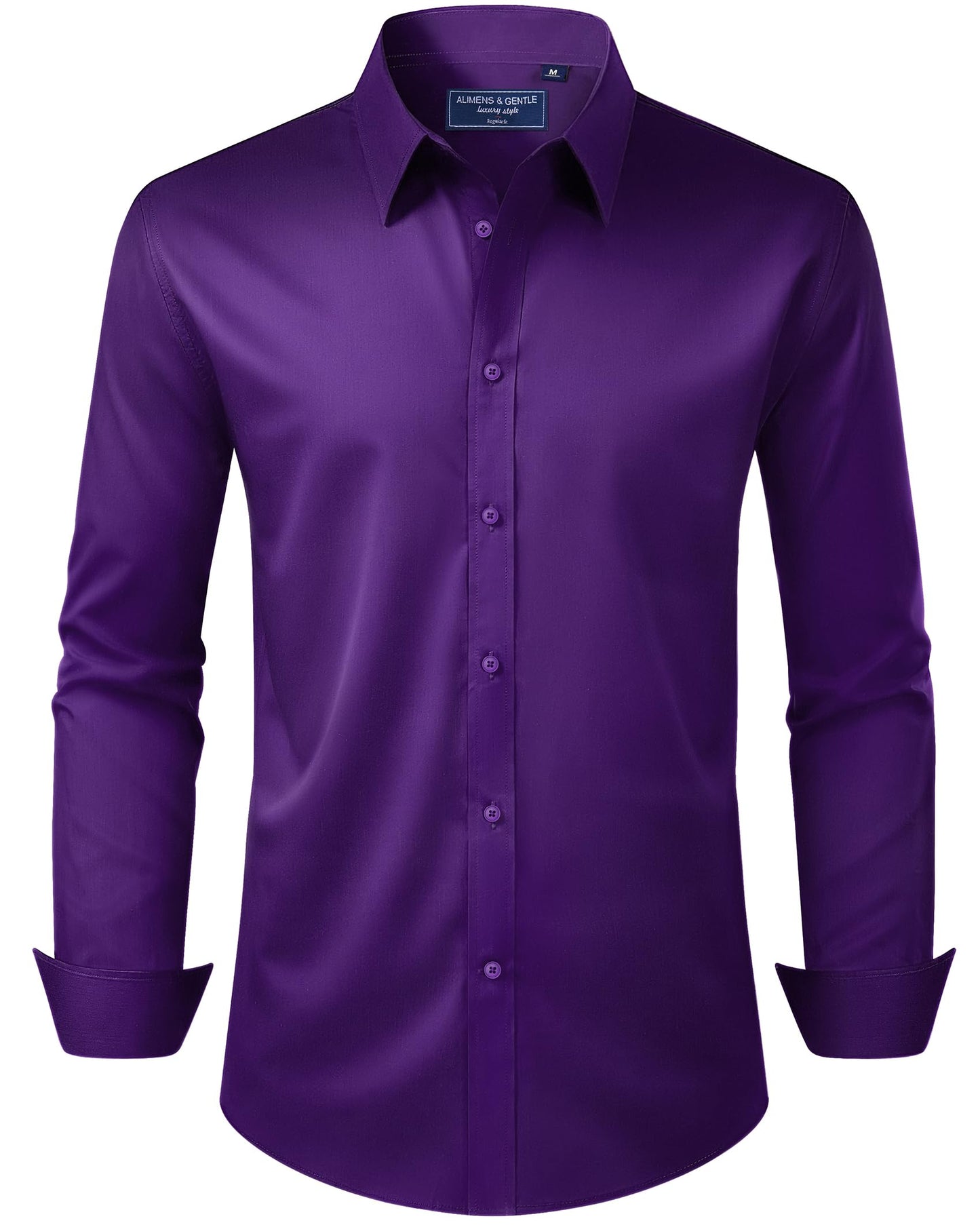 HOTAlimens & Gentle Men's Dress Shirt Regular Fit Stretch Stain Shield Long Sleeve Solid Business Wedding Button Down Shirts