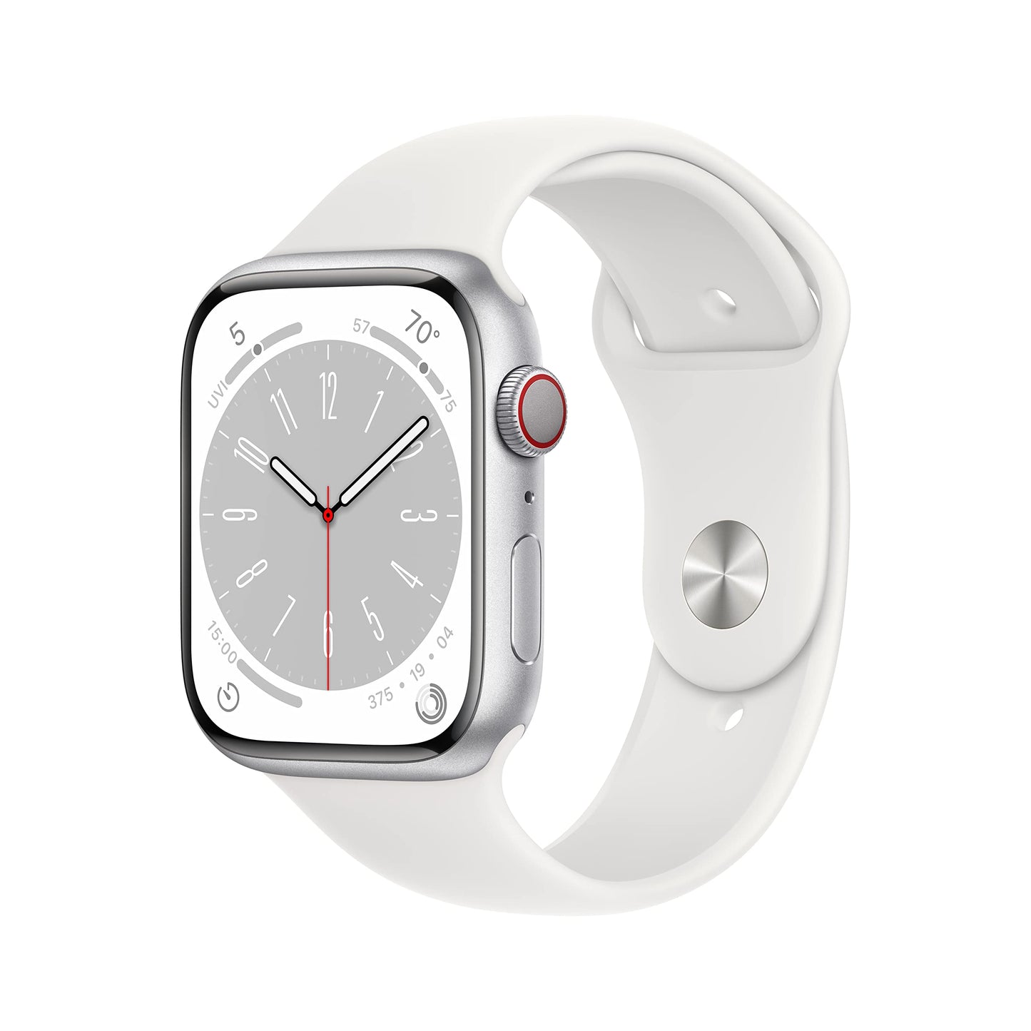 HOTApple Watch Series 8 (GPS + Cellular, 41MM) Gold Stainless Steel Case with Starlight Sport Band - S/M (Renewed)
