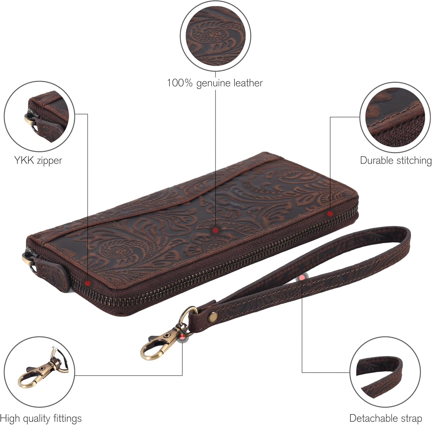 HOTRFID Leather Wallet for Women, 8-Card Clutch with Coin Pocket, Vintage