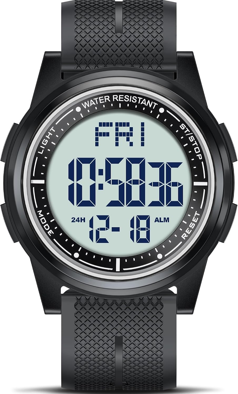 HOTBeeasy Digital Watch for Men Women, 50M Waterproof, Ultra-Thin & Lightweight, 44mm Silicone Sports Watch with Alarm, Stopwatch, Countdown, Ideal for Gym, Running, School, Daily Wear