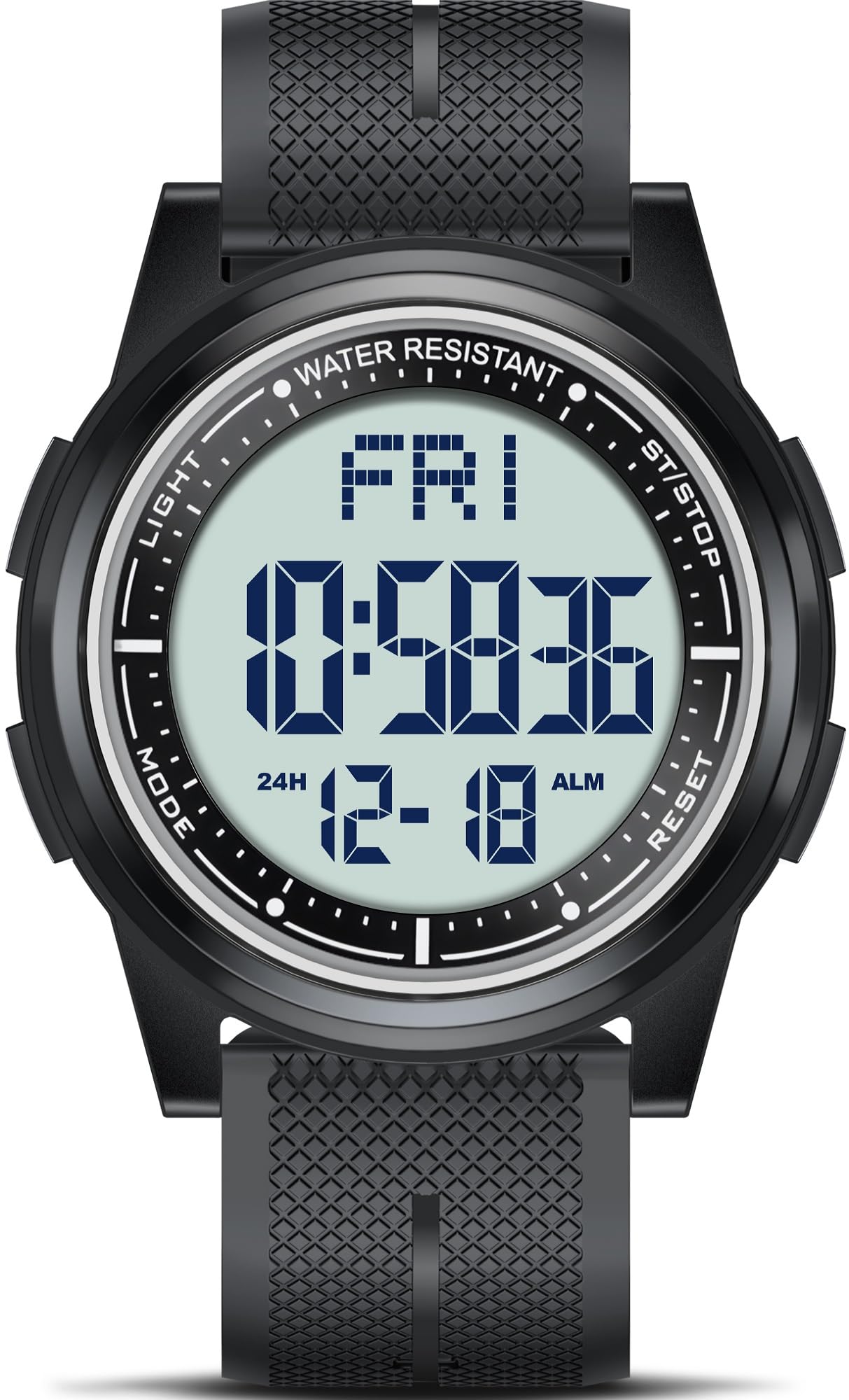 HOTBeeasy Digital Watch for Men Women, 50M Waterproof, Ultra-Thin & Lightweight, 44mm Silicone Sports Watch with Alarm, Stopwatch, Countdown, Ideal for Gym, Running, School, Daily Wear