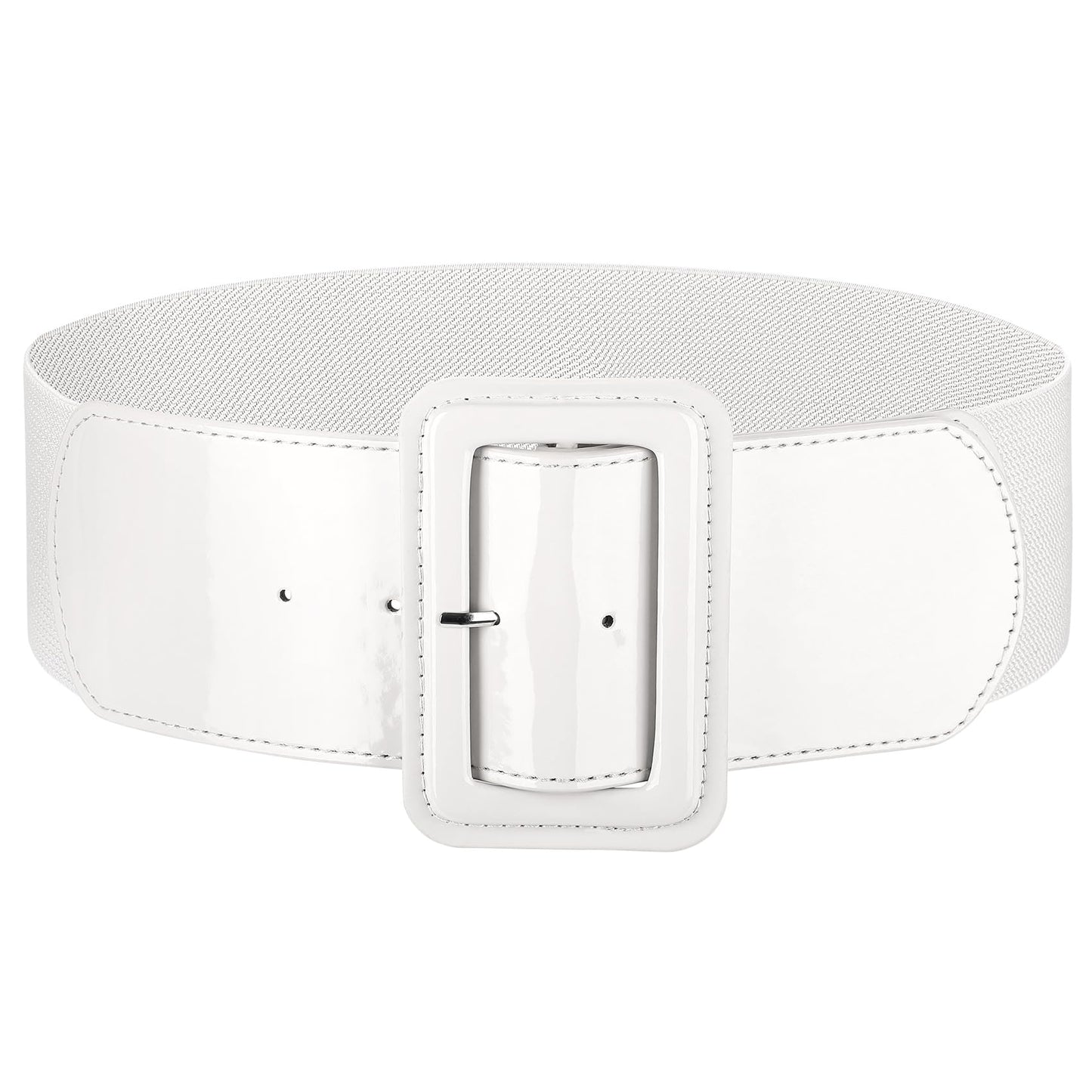HOTJASGOOD Women Wide Stretchy Belt Vintage Elastic Waist Belt for Dresses Fashion Ladies Waist Belt with Patent Square Buckle