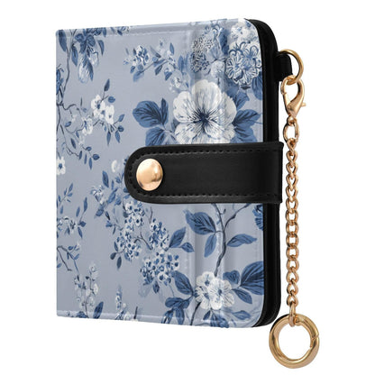 HOTElegant Peonies and Irises Rfid Women Wallet 1 Pack Cute Coin Purse PU Leather Small Wallets Credit Card Holder Bifold Zipper Thin Travel Wallet for Female Ladies Teen Girls Girly