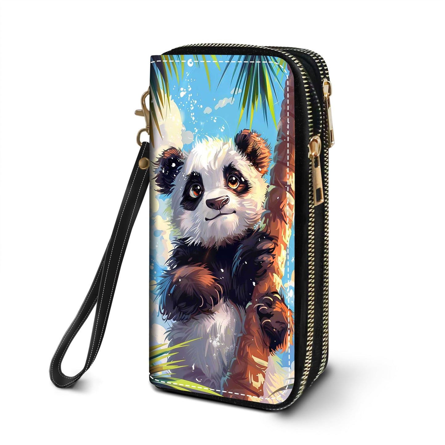 HOTWomen's Large Capacity Wallet PU Leather Double Zipper Clutch Purse Multifunctional Wallet with Removable Wristlet Strap for Smart Phone/Coin/Card/Cash, Flower Butterfly
