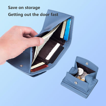 HOTGenuine Leather RFID Blocking Card Holder Organizer Pocket Mini Wallet, 2024 New Preliminary Wallet With Coin Pouch, Womens Genuine Leather Wallet, for Family Folding Mini Wallet (C-Light Purple)