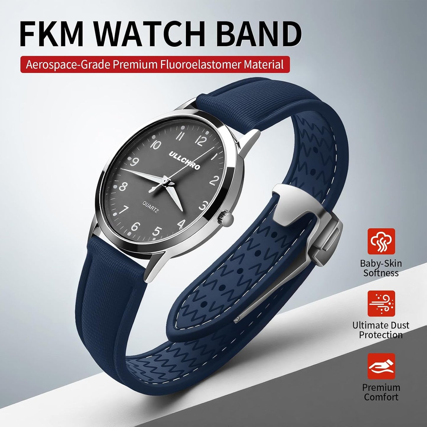 HOTWatch Strap Watch Band 20mm 22mm Man Waterproof Quick Release Bands Sport Replacement Strap Soft FKM Rubber Watchband