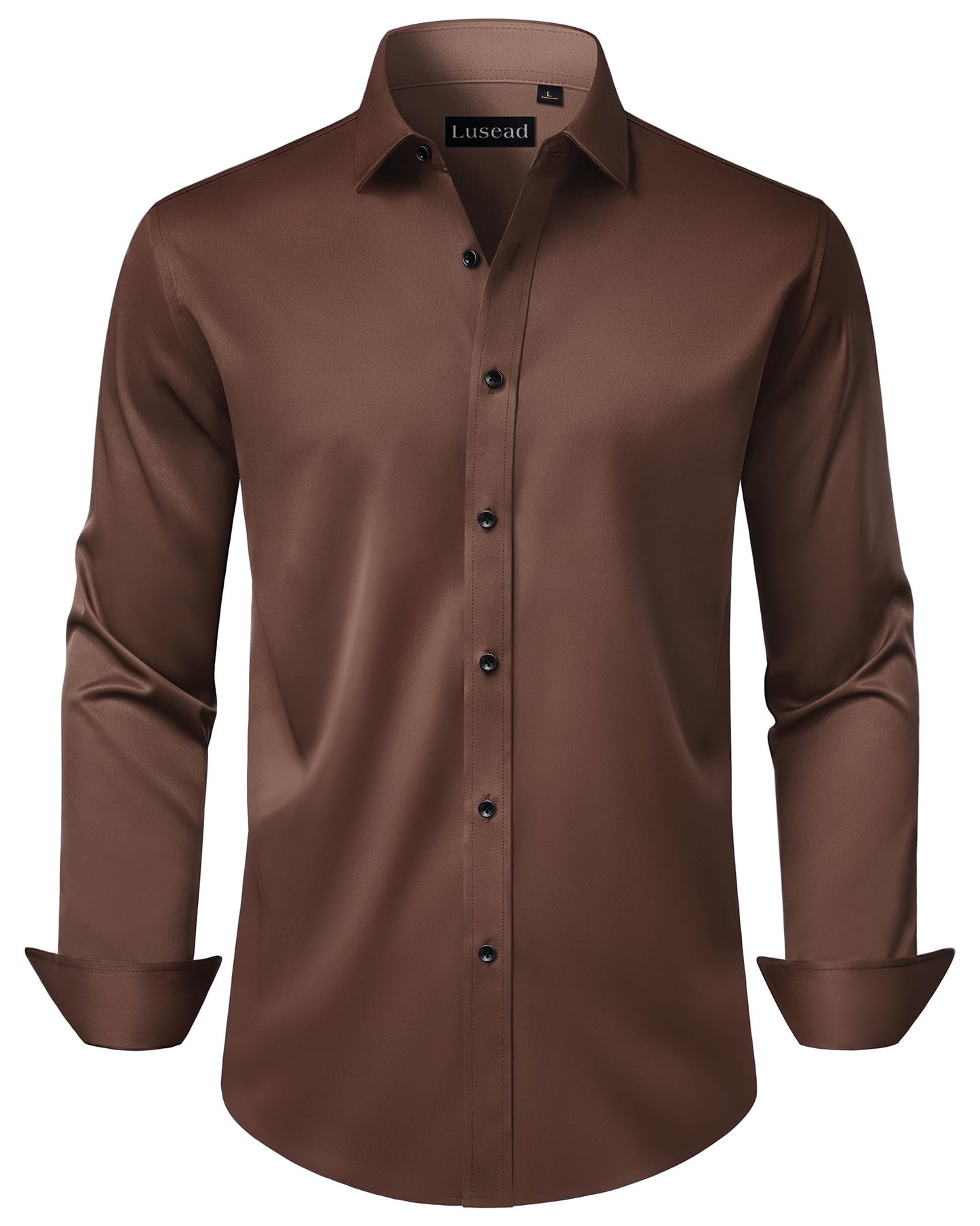 HOTMen's Dress Shirts Long Sleeve Stretch Wrinkle Free Wedding Formal Business Button Down Shirt
